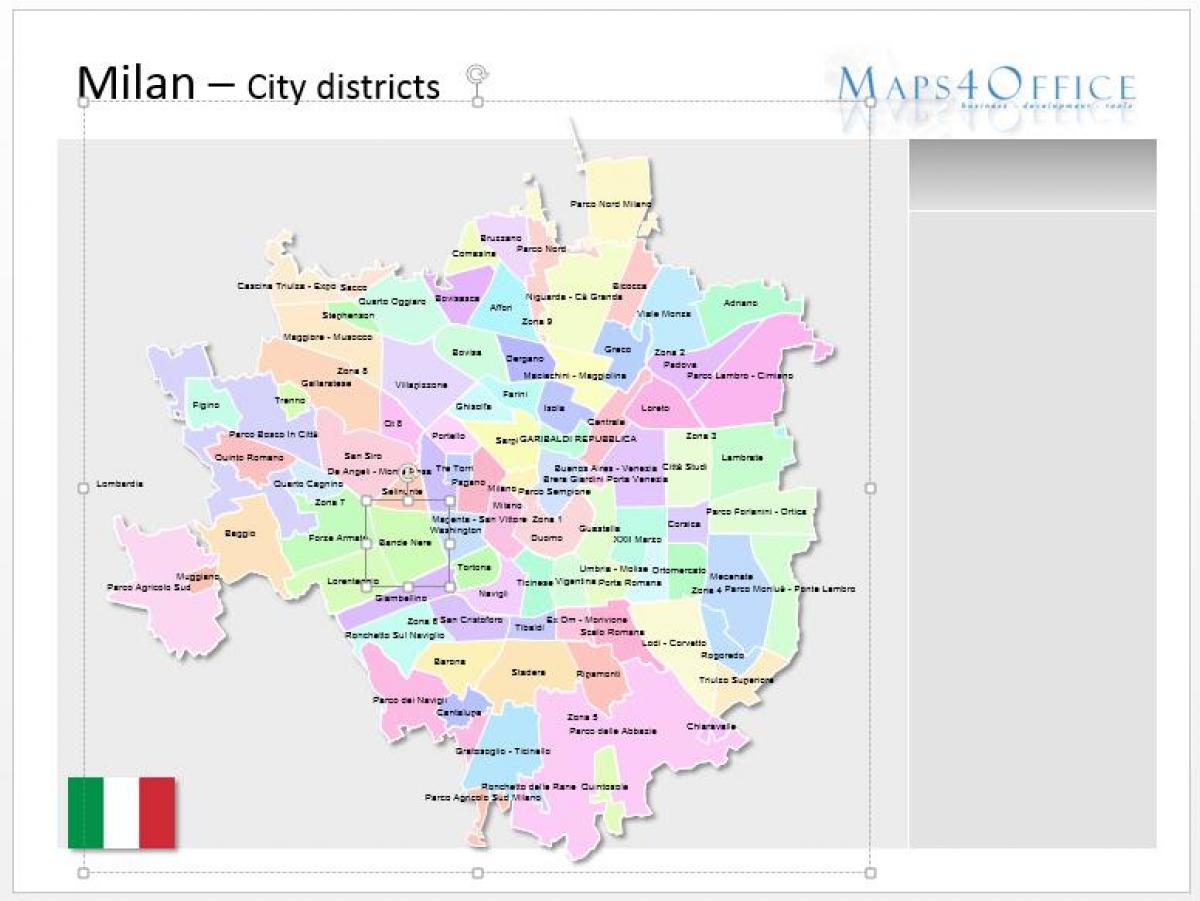 kart over milano distriktene