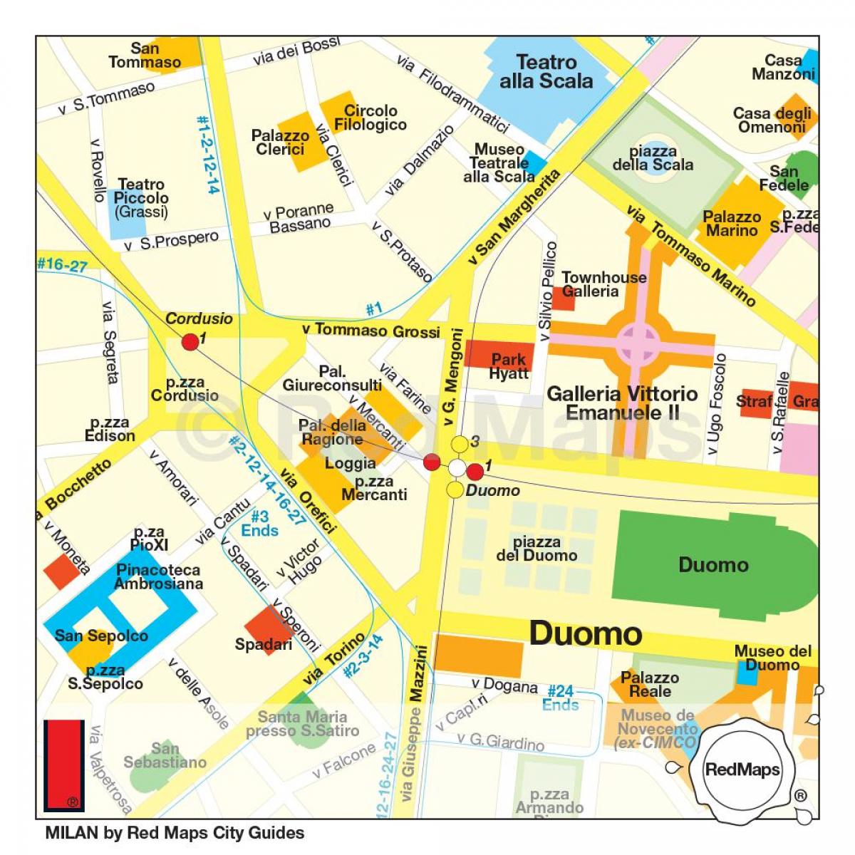 kart over milano shopping street