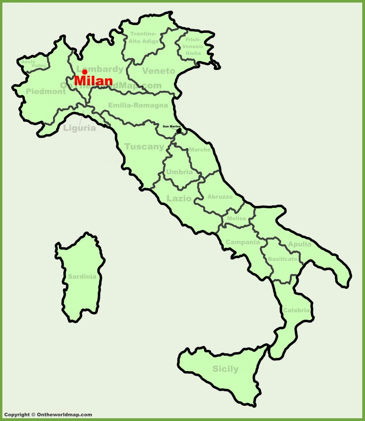 kart over italia viser milano