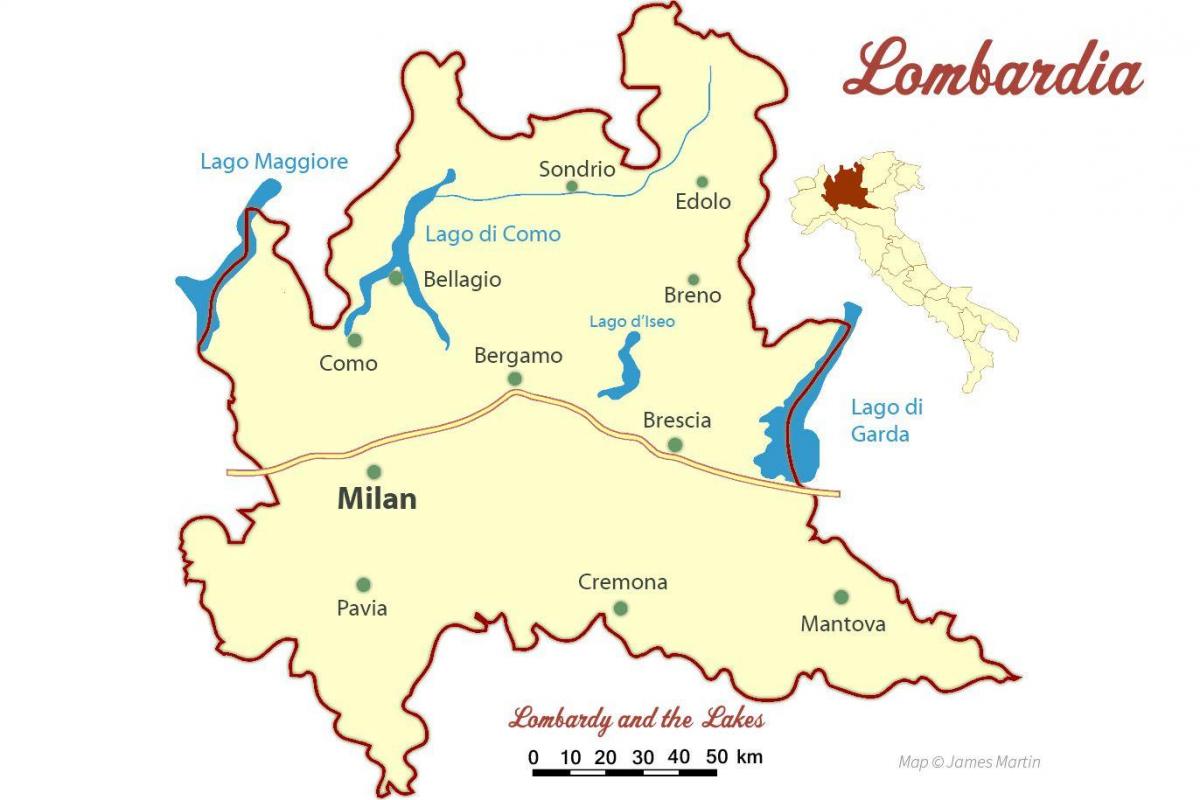 kart over milano i lombardia