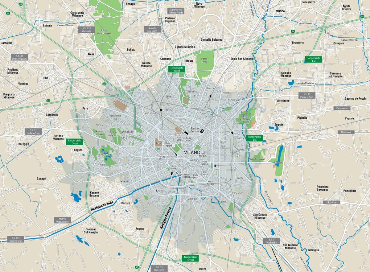 kart over milano kanalene 