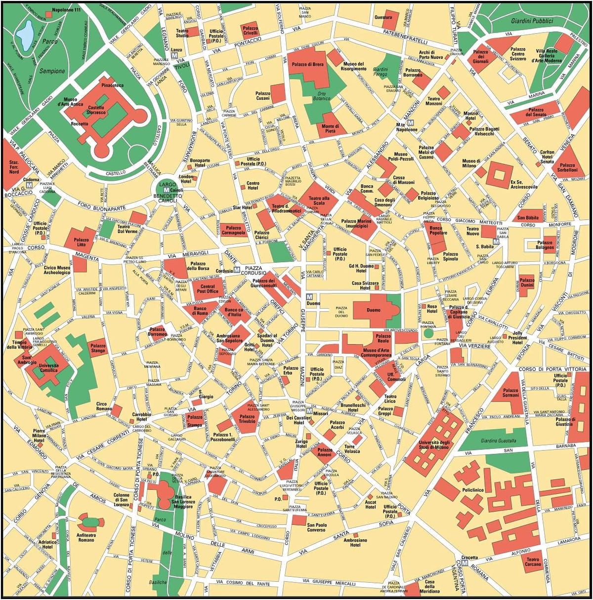 milan, italia city center kart