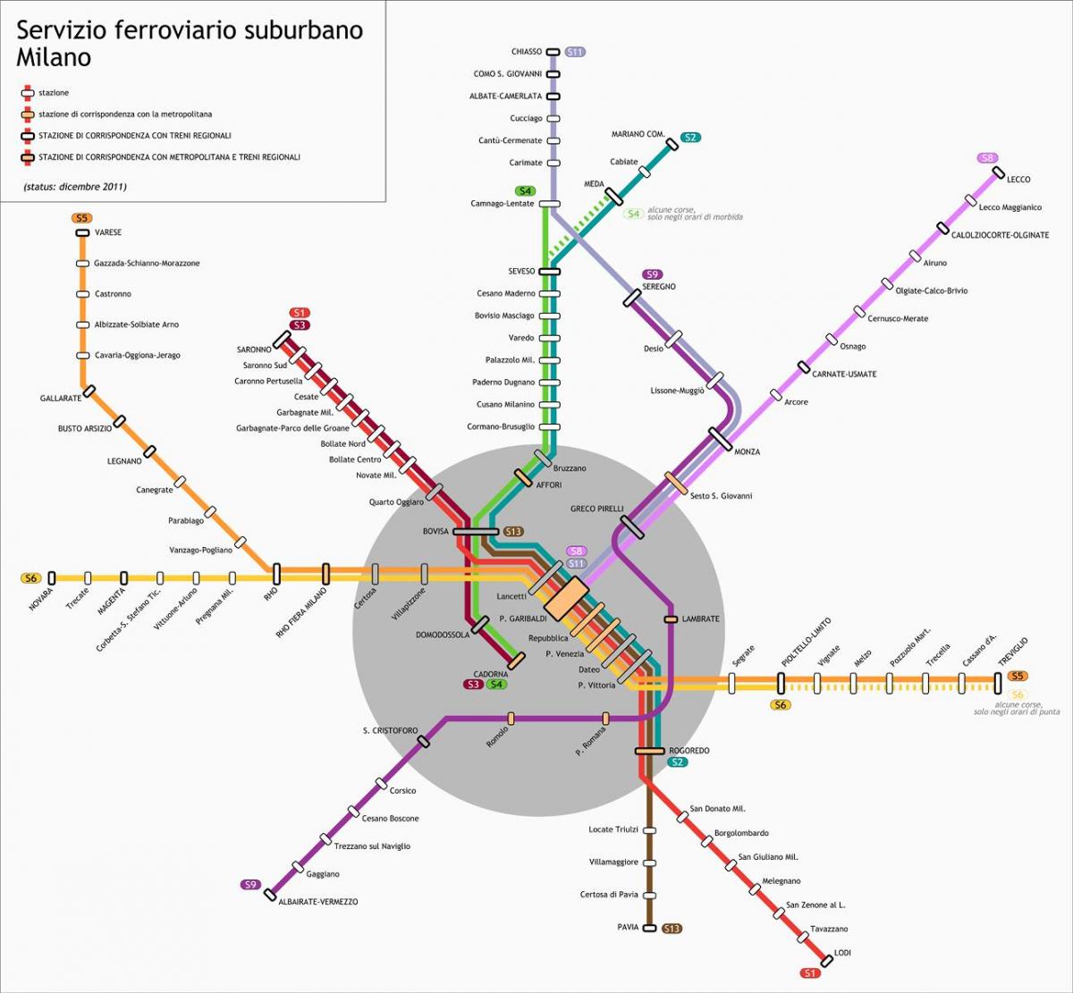 kart over milano transitt 